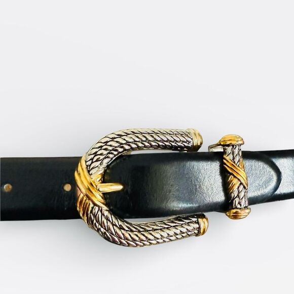 Millennium Vintage Classic Western Leather Belt Silver & Gold Tone Rope Small main image 9